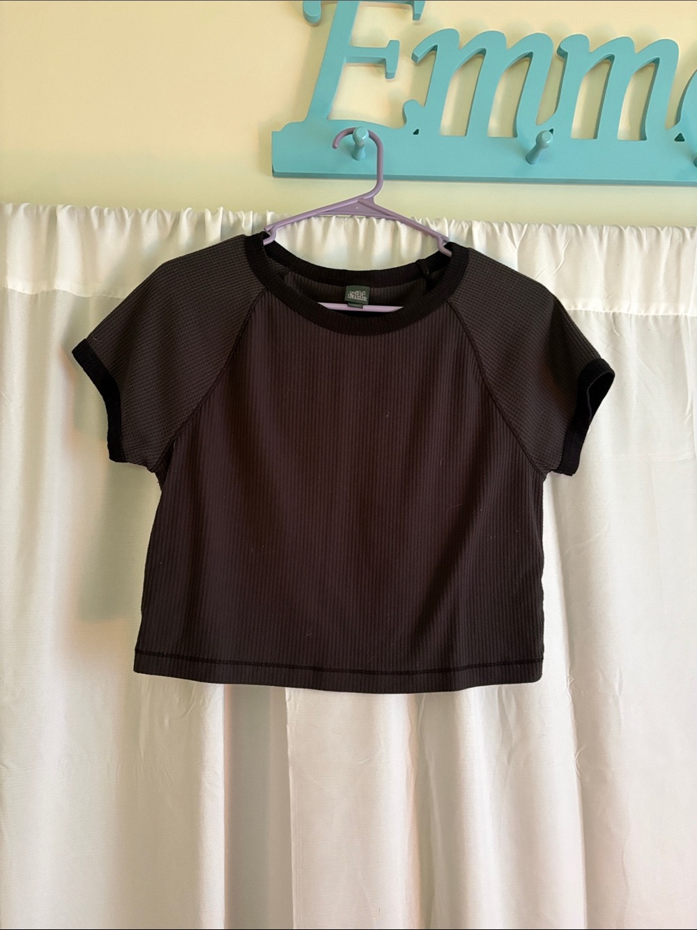 wild fable Black Ribbed Crop Tee